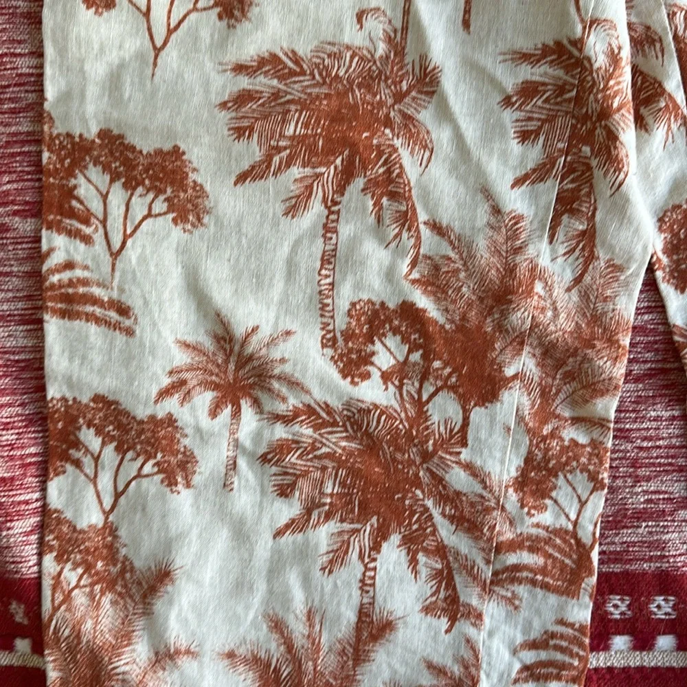 Vintage Jamaica Bay Linen Palm Tree Print Pants Size Medium - Picture 3 of 7